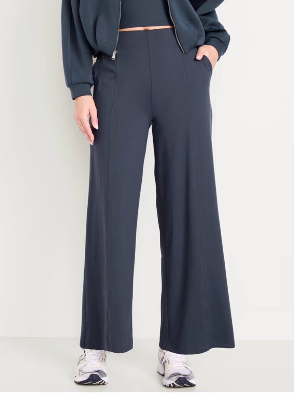 Old Navy PowerSoft High-Waisted Wide Leg Trouser Pants Navy Blue Small
